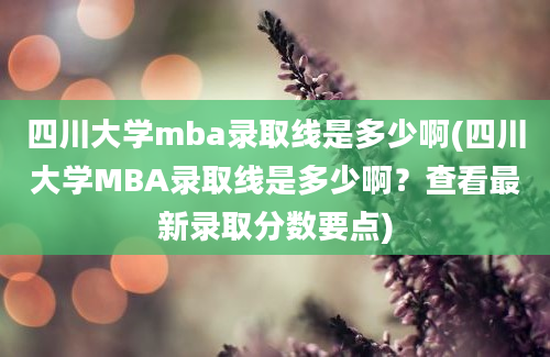四川大学mba录取线是多少啊(四川大学MBA录取线是多少啊？查看最新录取分数要点)